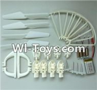 MJX X402 X402H Spare Parts-15 Crash set 1(4x Outer protect frame,4x Propellers,4x Landing skid,4x motor,1x battery,4x motor seat and 4x motor cover,4X Main gear wiht steel pipe)-White,MJX X402H X402 RC Quadcopter Drone Spare Parts Replacement Accessories